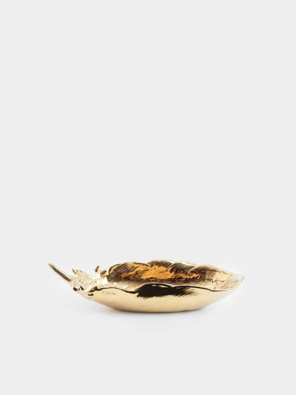 Decorative dish, 35x13 cm, porcelain P, golden, Feather, Royal jungle, image-3