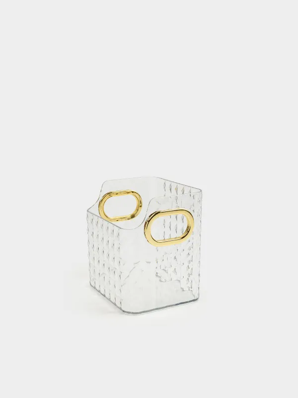 Organizer for cosmetics, 12x12 cm, with gold handles, plastic, Kandy, image-1