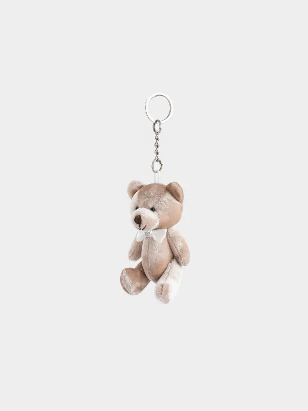 Keychain, 8 cm, soft, with moving paws, polyester / metal, golden, Bear, Bear, image-1
