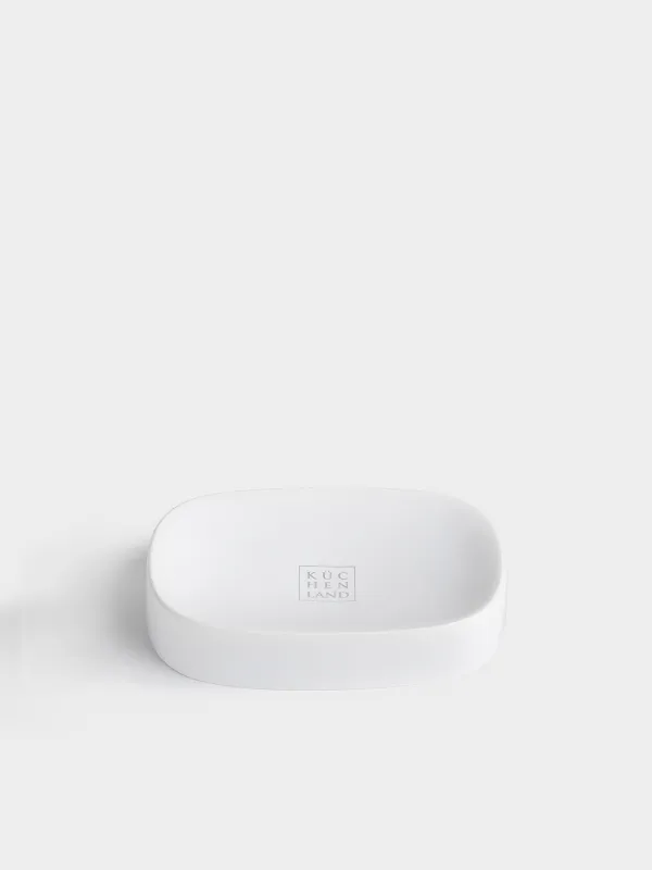 Soap dish, 13x9 cm, polyresin, oval, white, Vesta, image-1