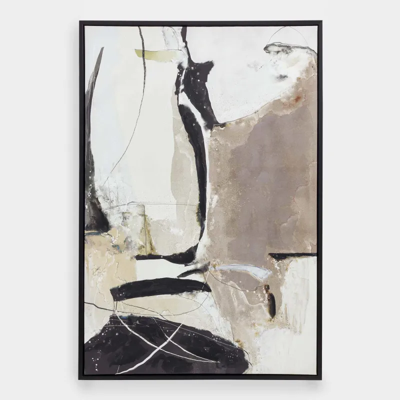 Framed painting, 80x120 cm, canvas, brown and black, Abstract