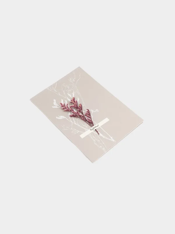 Gift envelope, 12x17 cm, paper, grey-brown, Dried flowers, Congrats, image-3