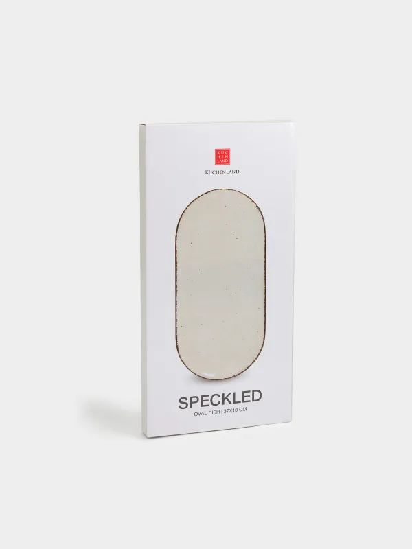 Dish, 37x18 cm, ceramic, oval, beige, Speckled, Speckled, image-6