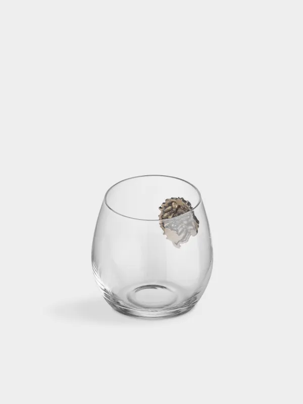 Drinking glass, 10 cm, 440 ml, glass / metal, Golden lion, Lux elements, image-2