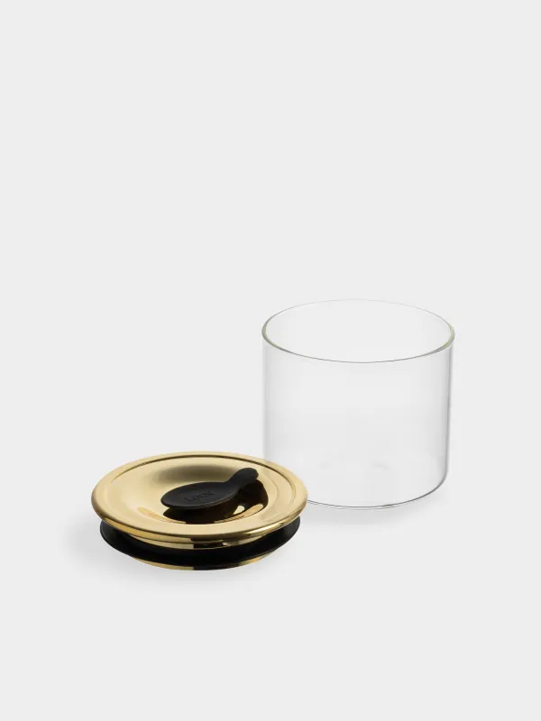Bulk products jar, 450 ml, glass B / plastic, Golden lid, Classic gold, image-2