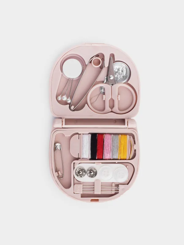 Sewing and needlework set, 7x6 cm, 20 items, in a case, plastic / metal, powder,Thread, image-1