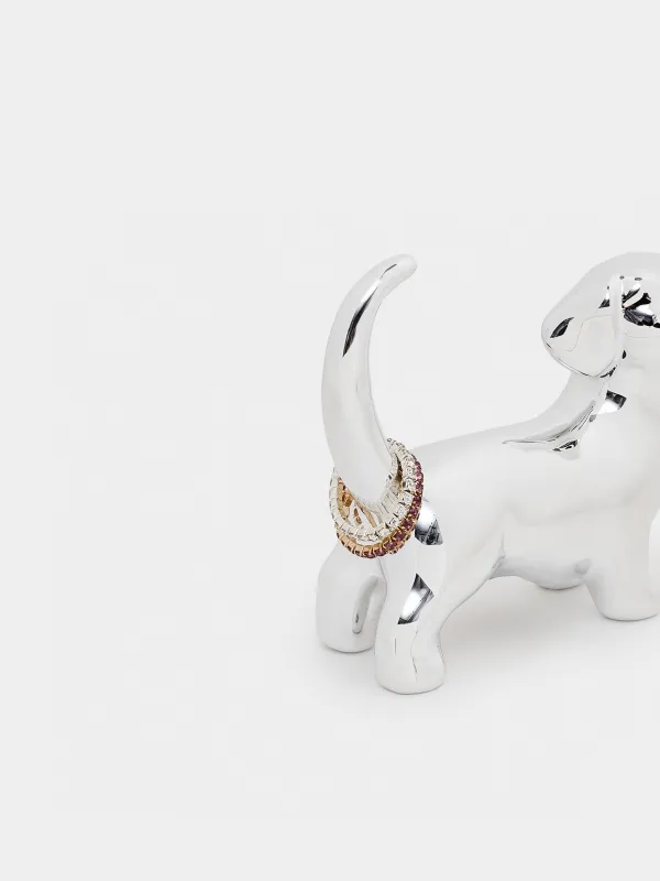 Jewelry holder, 8 cm, porcelain p, silver, dog, dog, image-3