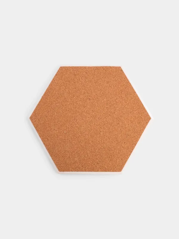 Hot plate, 20 cm, ceramic / cork, hexagonal, white, Royal bee, Honey, image-4