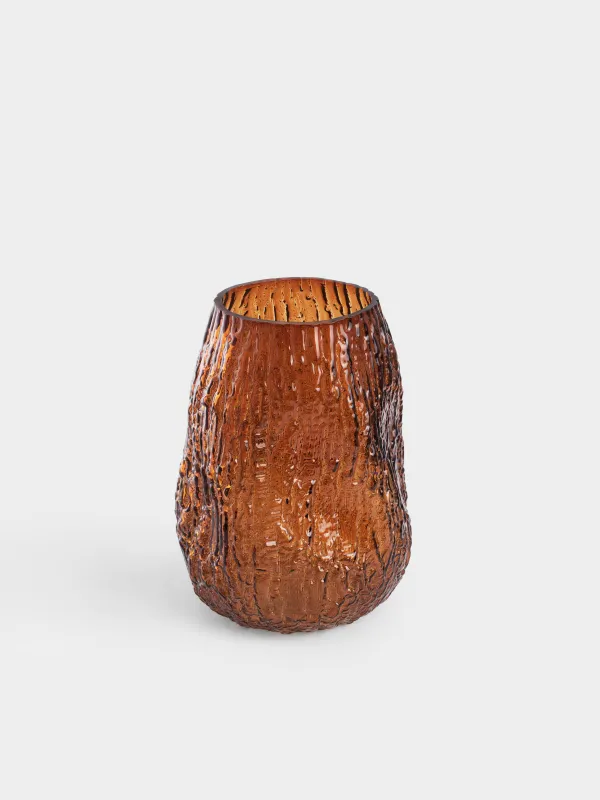 Flower vase, 24 cm, glass, brown, Frozen, image-0