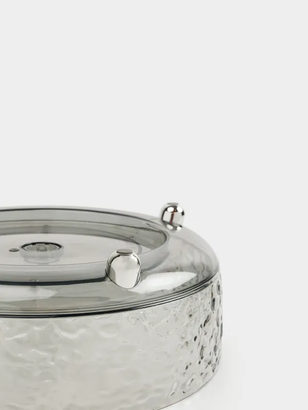 Organizer for cosmetics, 23x9 cm, on legs, rotating, plastic, gray, Renaissance clear, image-4