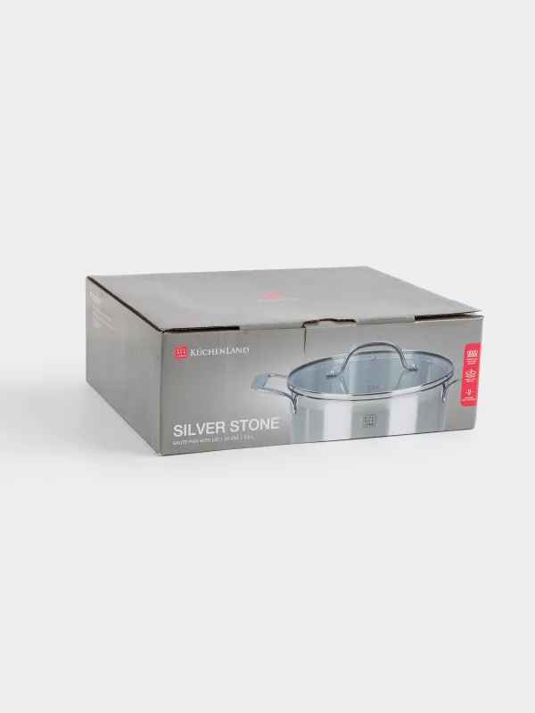 Saucepan, 24 cm, 3,5 l, with short handles and lid, Silver Stone, image-7