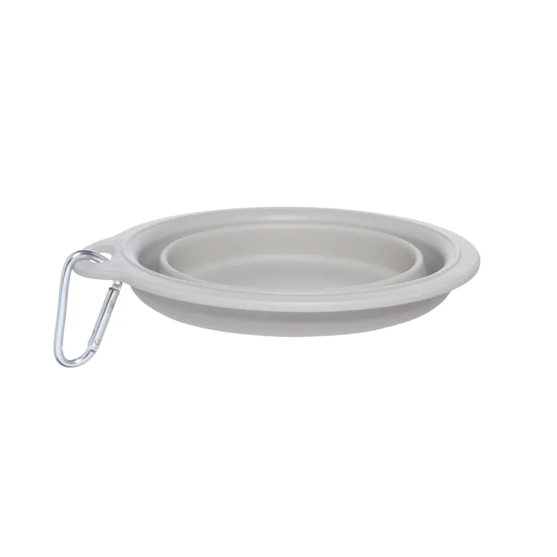 Pet bowl, 14x15 cm,420 ml, travel, folding, plastic / rubber, grey, Fast pet, image-1