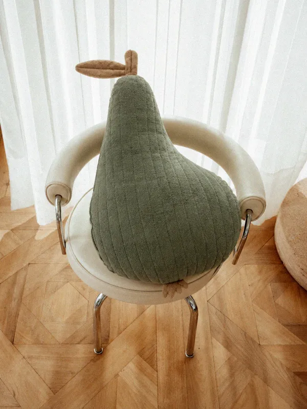 Decorative pillow, 33x60 cm, boucle, green, Pear, Boucle figure, image-1