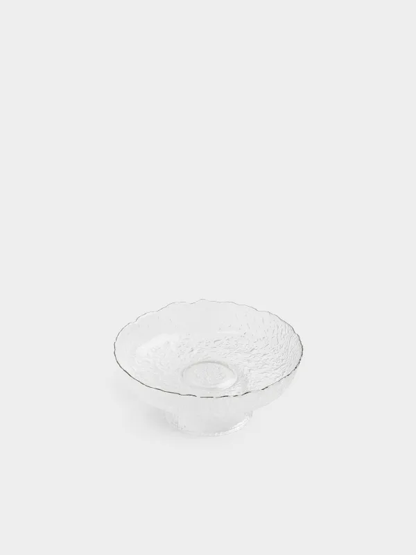 Fruit vase, 20x8 cm, on a leg, glass, with silver edging, Nautilus silver, image-1