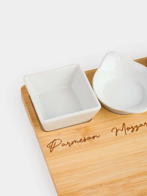 Cheese set, 7 items, dish board/bowl, ceramic / bamboo, Cheese, image-4