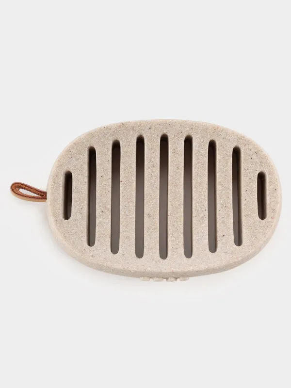 Soap dish, 13x9 cm, polyresin, oval, beige, speckled, Dune, image-3