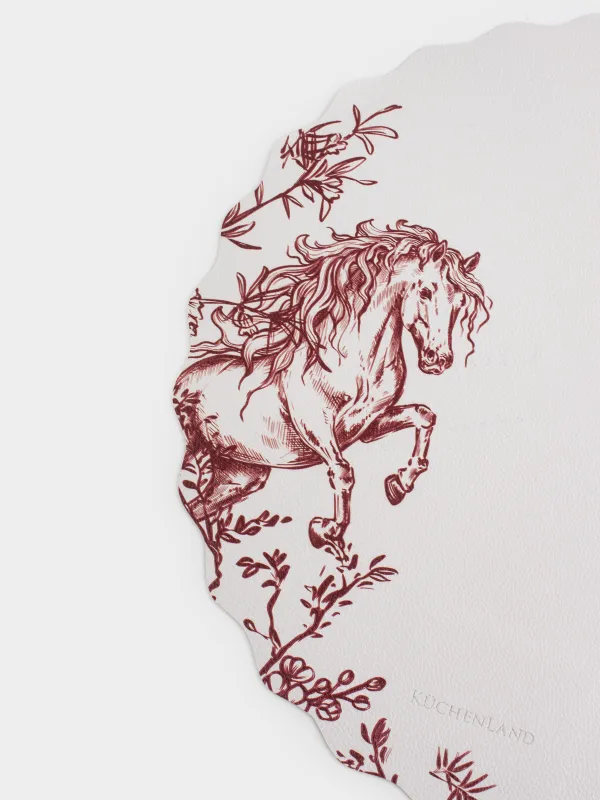 Placemat, 40 cm, PVC, round, white, Horse, Rock print, image-5