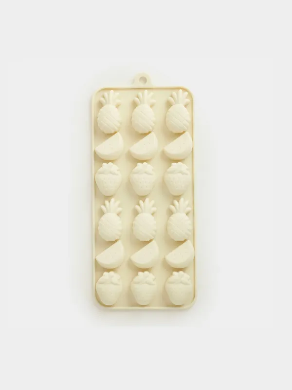 Ice and chocolate mold, 23x10 cm, 18 compartments, silicone, milky, Fruit, Bakery, image-0