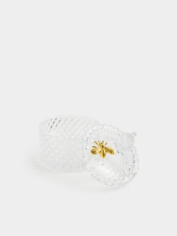 Storage container, 13x11 cm, 320 ml, steclo R / metal, Bee, Honey, image-2