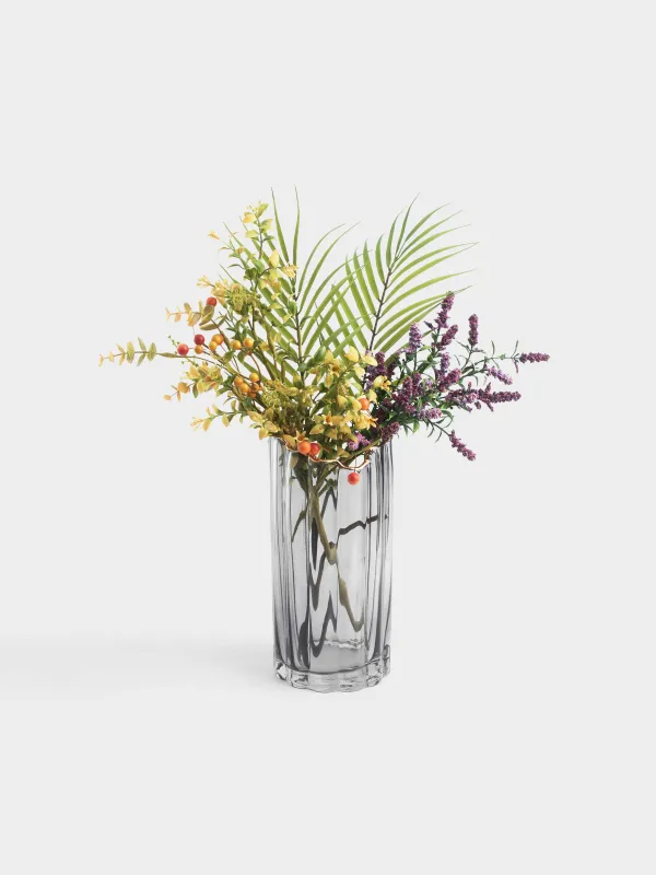 Flower vase, 25 cm, glass, grey, with golden edging, Berg, image-3