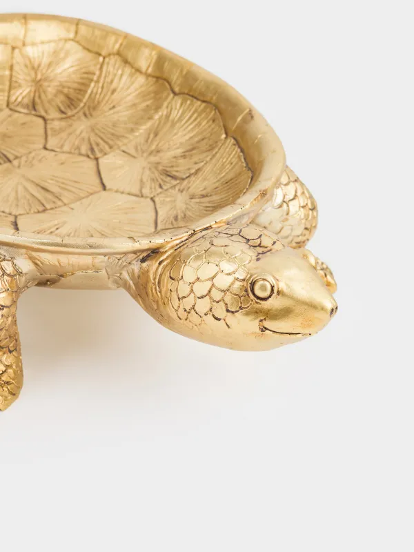 Decorative dish, 31x18 cm, polyresin, golden, Turtle, Coast, image-3