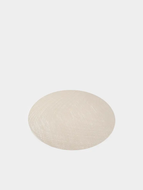 Placemat, 38 cm, PVC, round, beige, Waves, Azhur Grid, image-1