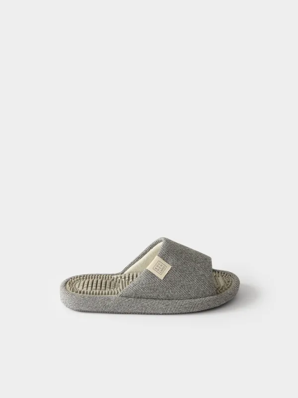 Men's slippers, home, size 40-41, polyester / rubber, gray, Lint, image-0