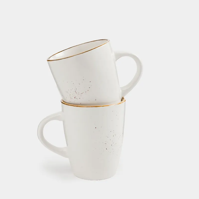 Mug, 350 ml, 2 pcs, milk, speckled, Roxas