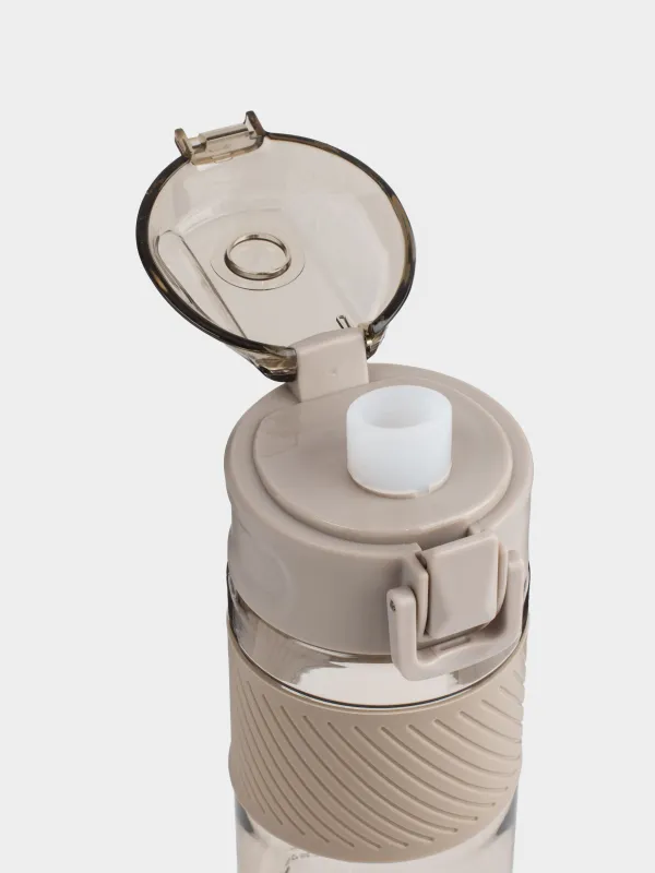 Water bottle, 600 ml, plastic / silicone, Beige, Sport, image-3