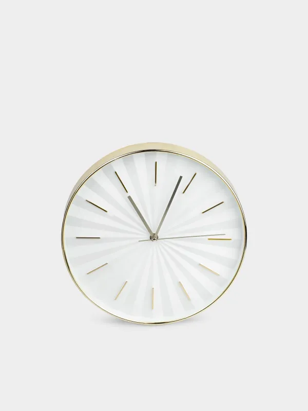 Wall clock, 30 cm, plastic, round, golden white, Fantastic gold, image-1
