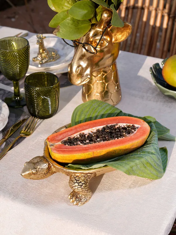 Decorative dish, 31x18 cm, polyresin, golden, Turtle, Coast, image-5