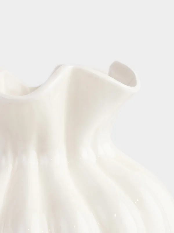 Flower vase, 24 cm, ceramic, milky, Bends, Landform, image-1