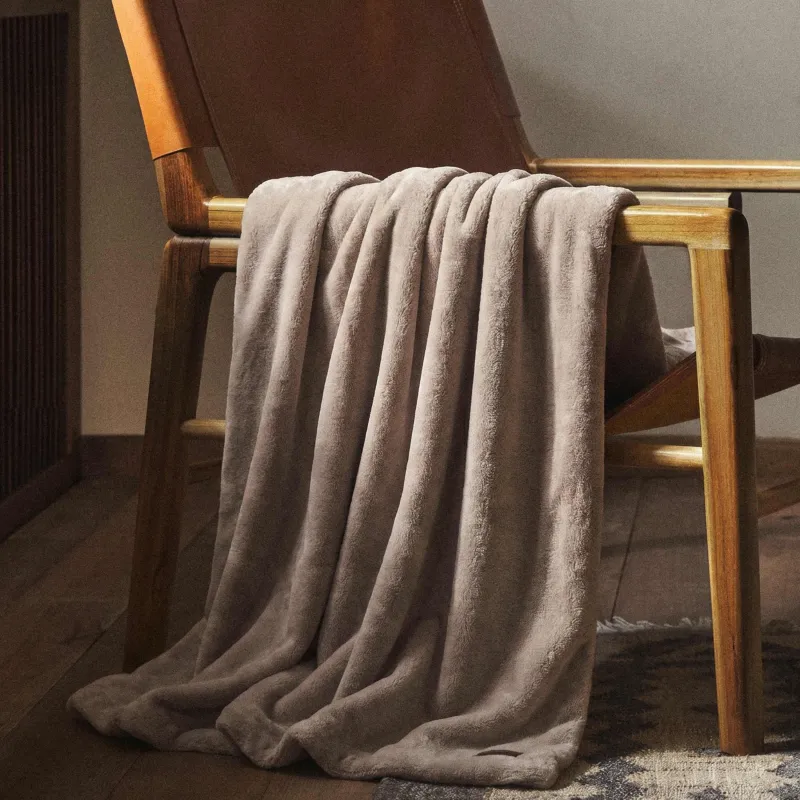 Blanket, 130x170 cm, double-sided, faux fur/flannel, sand, Flannel