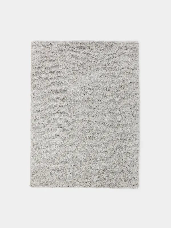Carpet, 150x210 cm, Polyester / cotton, Grey, Fluffy pile, Monotone, image-0
