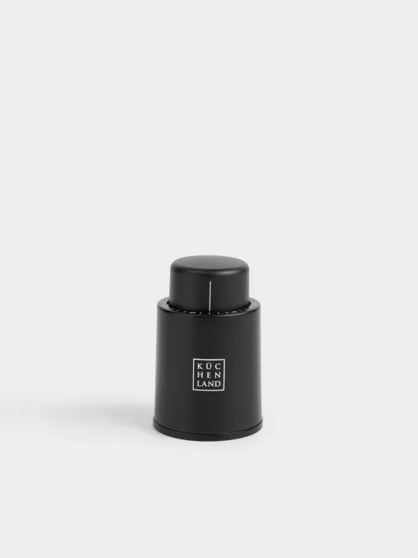 Bottle stopper, 7 cm, vacuum, with date dial, plastic, Black, Bar, image-0