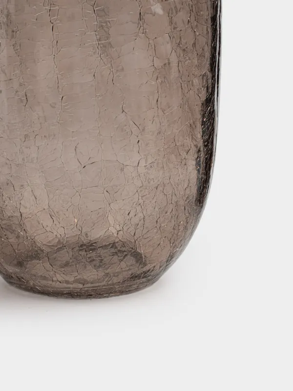 Flower vase, 26 cm, glass, brown, Craquelure, Ice, image-5