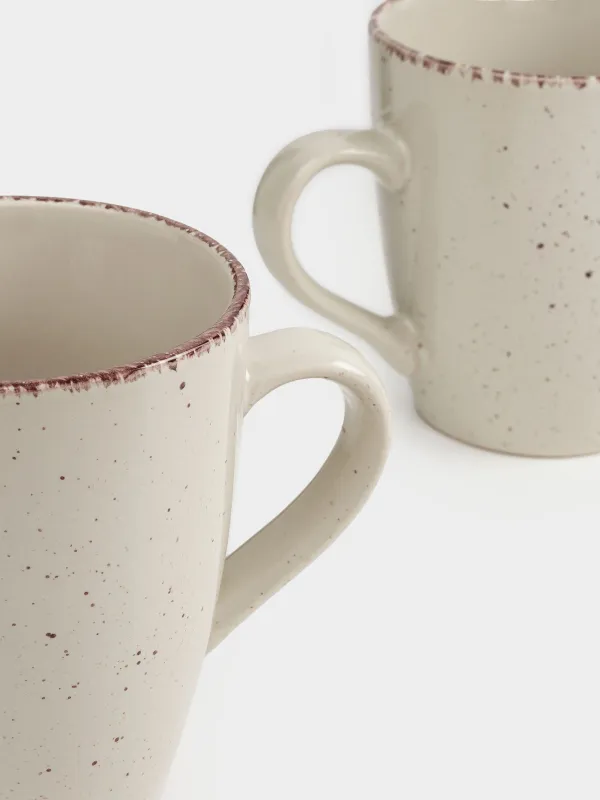 Mug, 400 ml, 2 pcs, ceramic, beige, speckled, Speckled, image-1