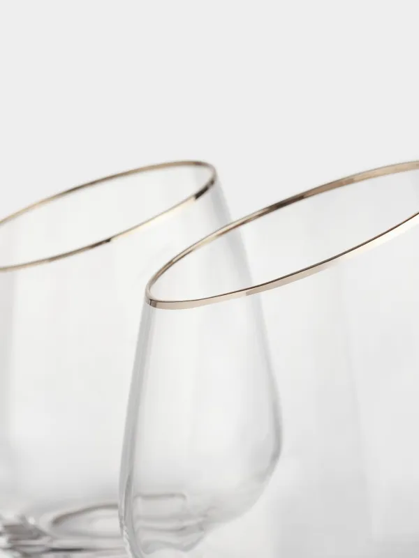 Glass, 11 cm, 350 ml, 2 pcs, glass, with golden edging, Charm R gold, image-3