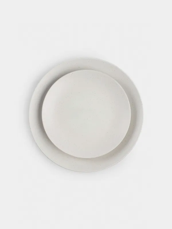 Dining set, 6 pers, 18 pr, ceramic, milk, speckled, Particle, image-2