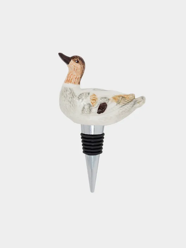 Bottle stopper, 12 cm, metal / ceramic, Duck, Duck, image-0