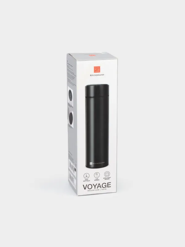 Thermos flask, 500 ml, with thermometer, steel / plastic, black, Celsius, image-5