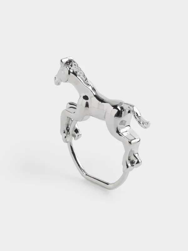 Napkin ring, 7 cm, metal, silver, Horse, Horse silver, image-0