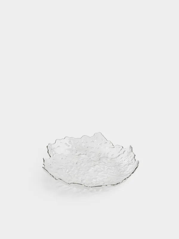 Dish, 25 cm, glass, with silver edging, Nautilus silver, image-0