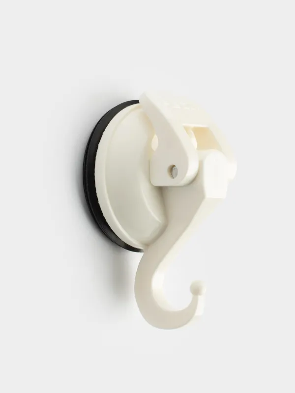 Suction hook, 7 cm, Plastic, white, Feca, image-1