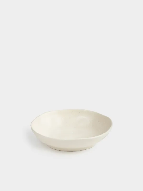 Salad bowl, 22x6 cm, 800 ml, ceramic, milky, Crumpled effect, Crumple creme, image-1
