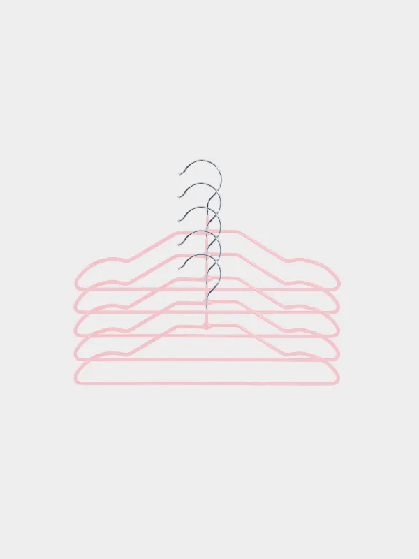 Hanger, 28 cm, 5 pcs, children's, metal coated, pink, Colorful house, image-0