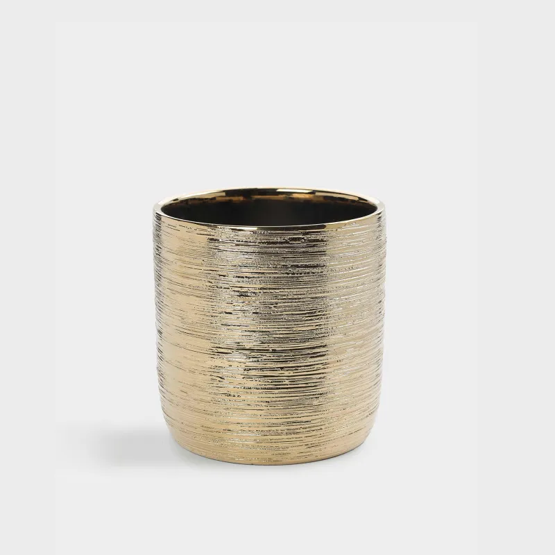 Planters, 18x18 cm, ceramic, golden, Galore