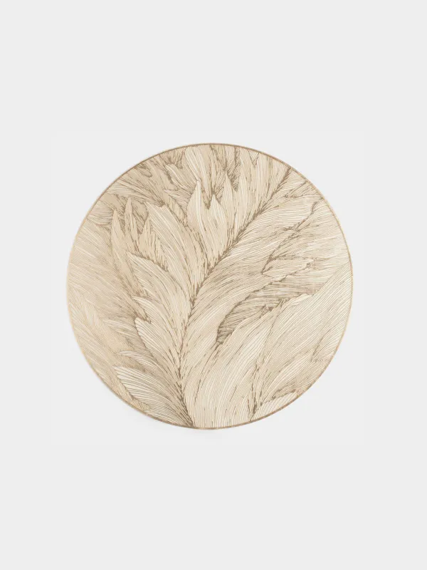 Placemat, 38 cm, PVC, round, golden, Sheet, Azhur, image-0