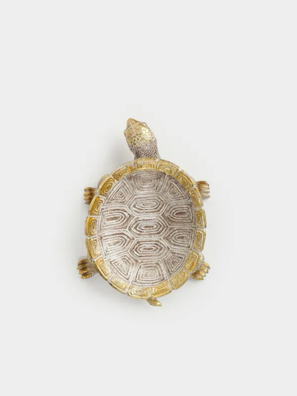 Decorative dish, 23x17x6 cm, polyresin, golden-silver, Turtle, Grand turtle, image-3