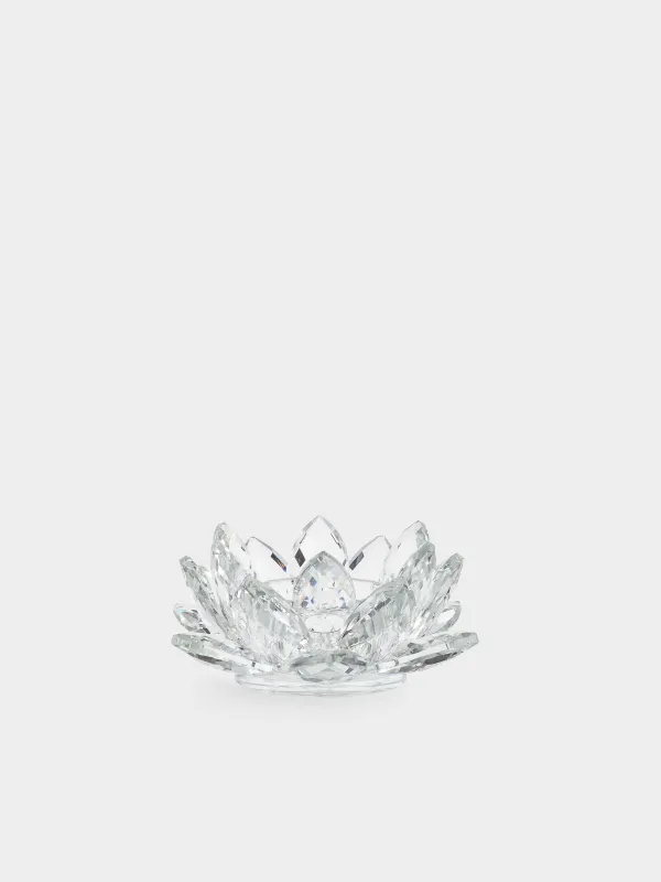 Candlestick, 11 cm, for a tea candle, glass, Flower, Crystal flower, image-0